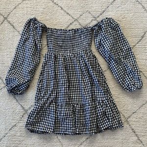 S Dry Goods NWT Gingham Off Shoulder Balloon Sleeve Dress